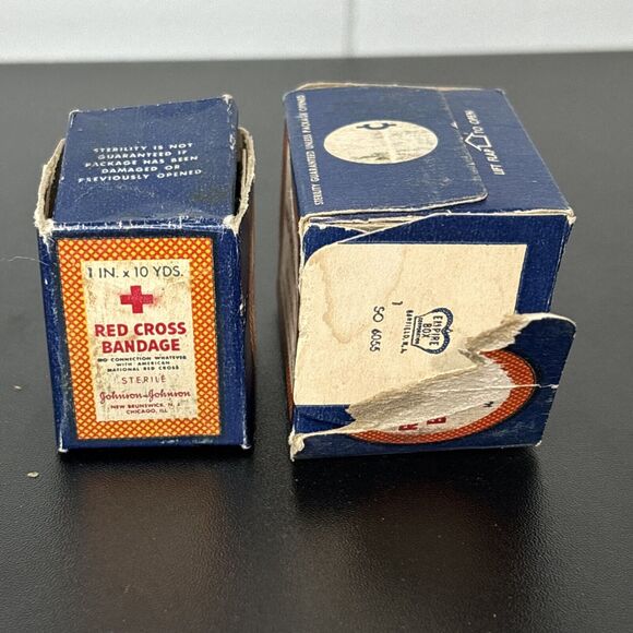 Vintage Red Cross Bandage Bandages Johnson & Johnson Box Boxes - Picture 4 of 6